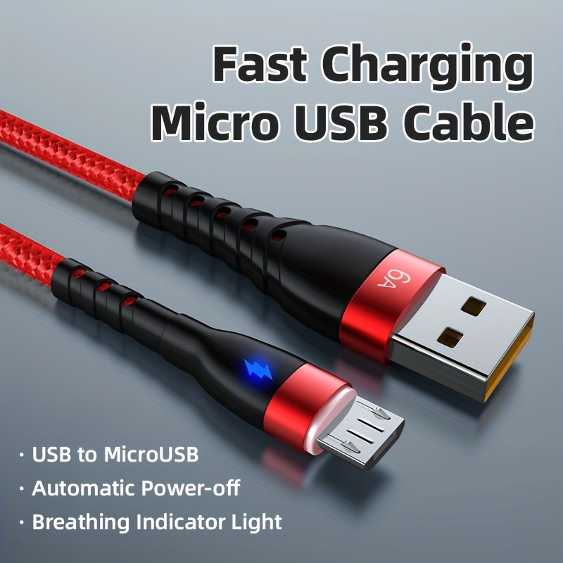 UGREEN Cable micro USB trenzado de nailon rápido cable de carga rápido USB  a Micro USB 2.0 Android Cable de carga para PS4, Samsung Galaxy S7 S6