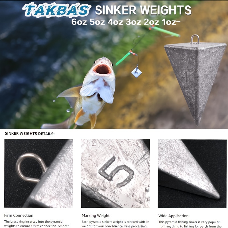 Pyramid Fishing Sinker Weights Kit Tangle Free Lead Fishing Weights with  Ring Surf Fishing Tackle Gear 1oz 2oz 3oz 4oz 