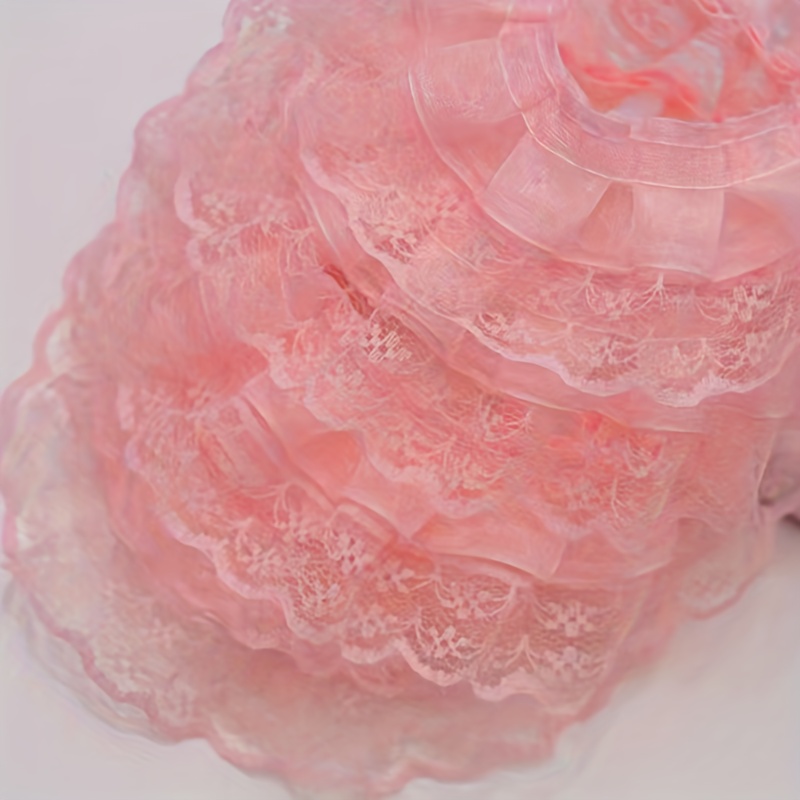 150cm Pink Chiffon Ruffle Lace Trim 3 Layer Pleated Ribbon DIY Sewing Craft  for sale online