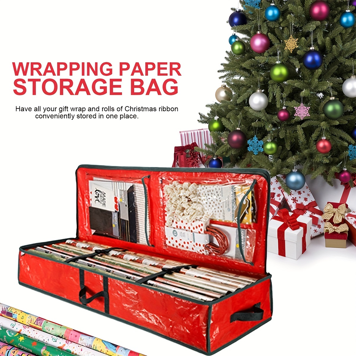 Christmas Wrap Storage Bag, Christmas Gift Wrap Storage Bag, Waterproof  Underbed Storage Organizer With Reinforced Handles, Large Wrapping Paper  Storage Box, Holiday Accessories For Paper Tags & Bows - Temu United Arab