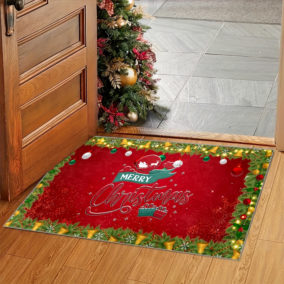 Christmas Front Door Mat Farmhouse Welcome Doormat Non Slip - Temu