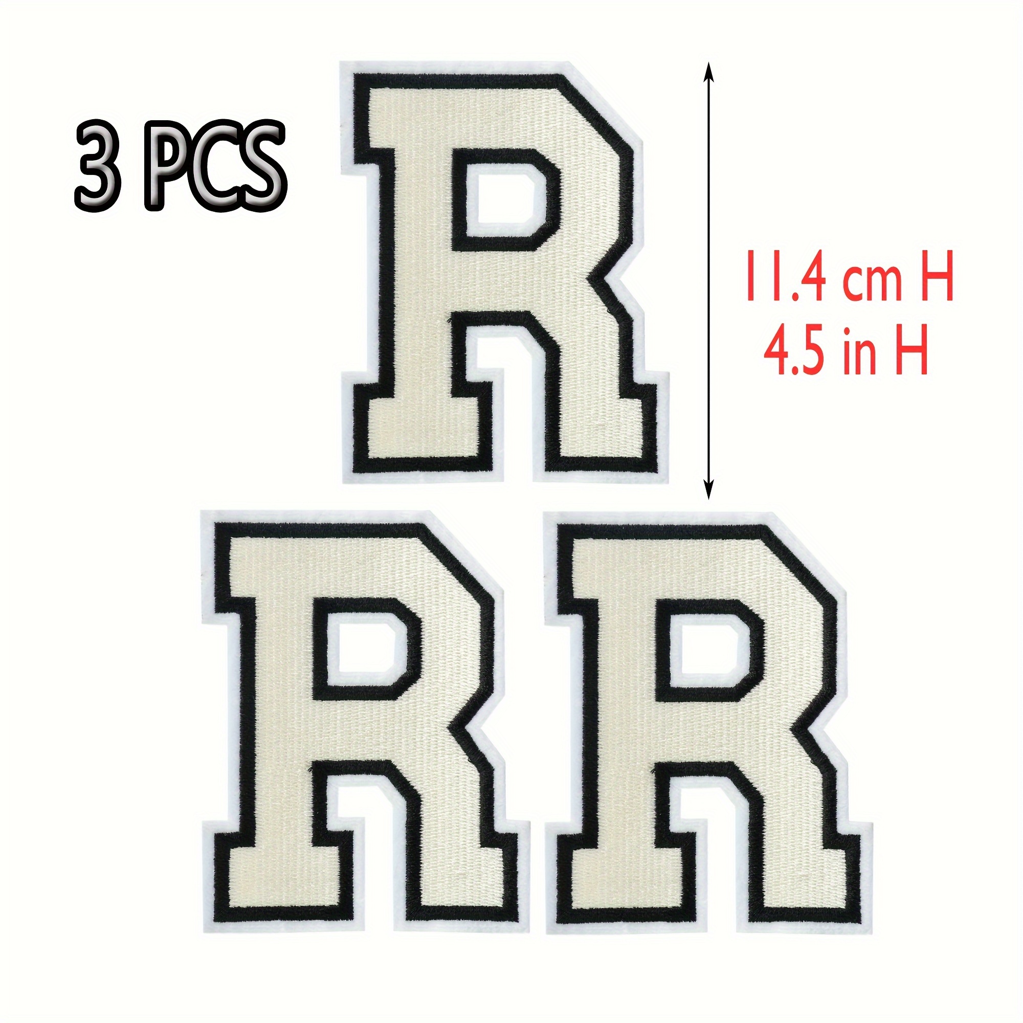  3 Iron-On Embroidered Letters - R