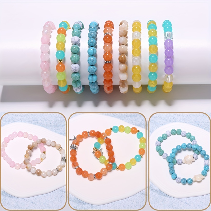 8mm Transparent Color Beads Bracelet Making Kit, Girls' Lovely Bracelet  Necklace Jewelry Making Kit, DIY Bulk Acrylic Gradient Bead Girls' Birthday  Gi