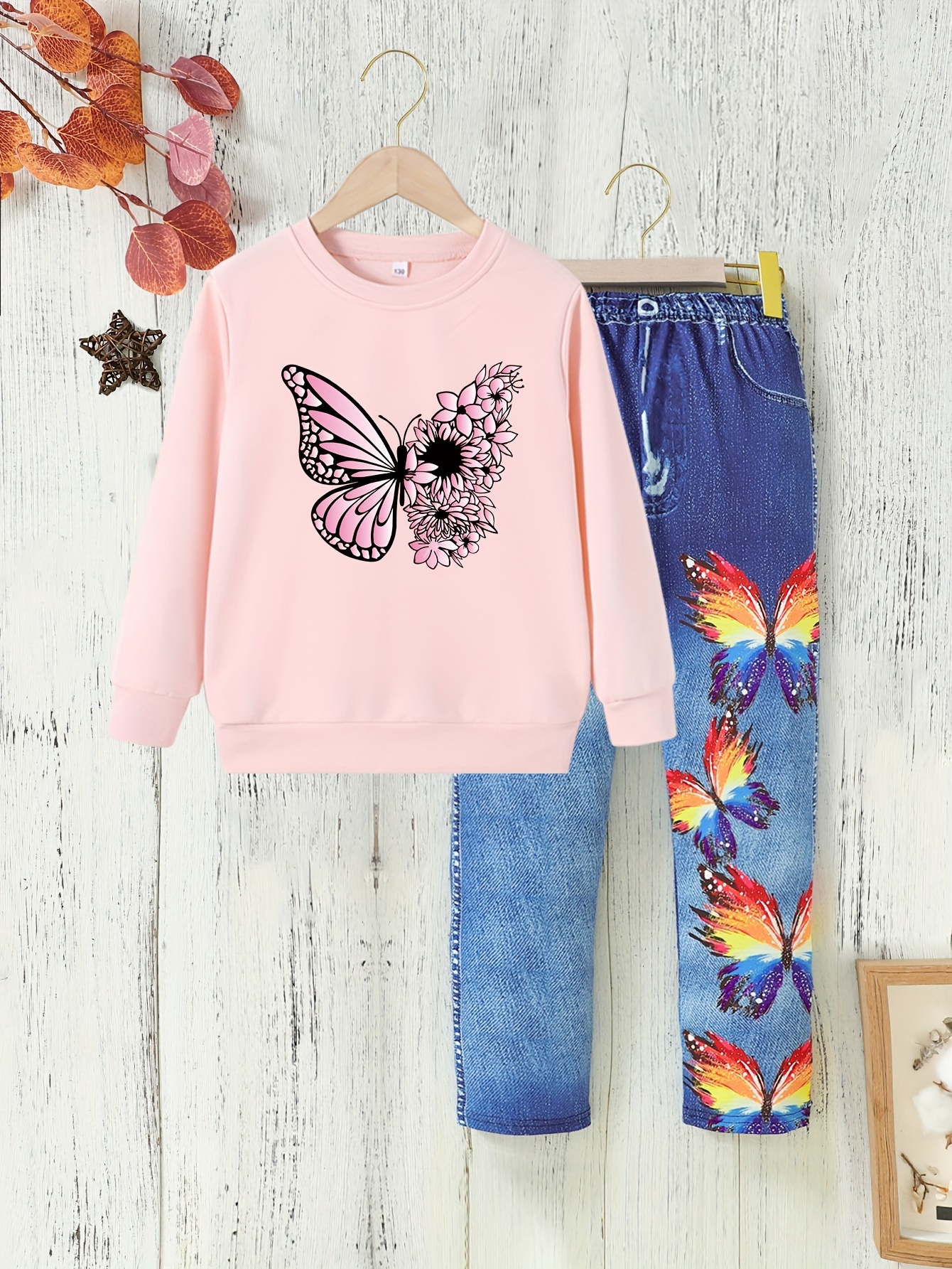 New Trend Toddler Girls Floral Butterfly Print Outfits - Temu Philippines