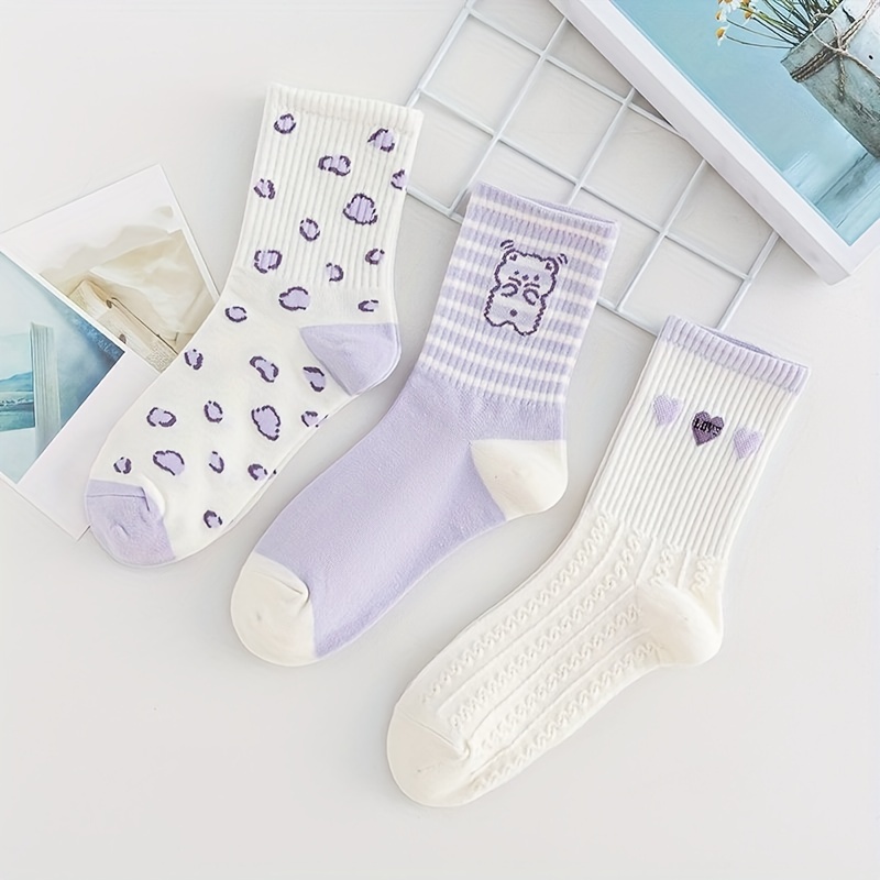 5pairs Girls Kids Rabbit Bear Socks Breathable Comfy Socks
