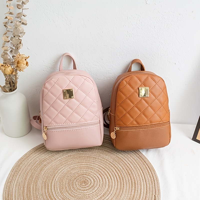 Stylish Argyle Quilted Mini Backpack for Women