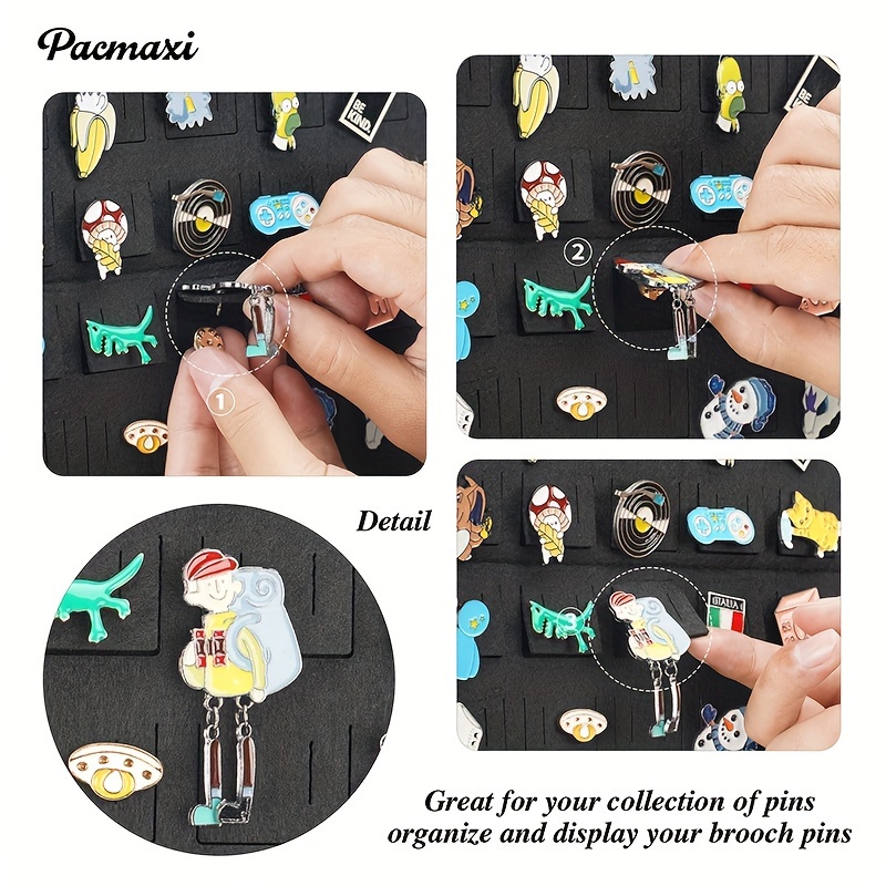 PACMAXI Hanging Brooch Pin Organizer, Display Pins Storage Case, Brooch Collection Storage Holder, Holds Up to 96 Pins.(Not Include Any Accessories)