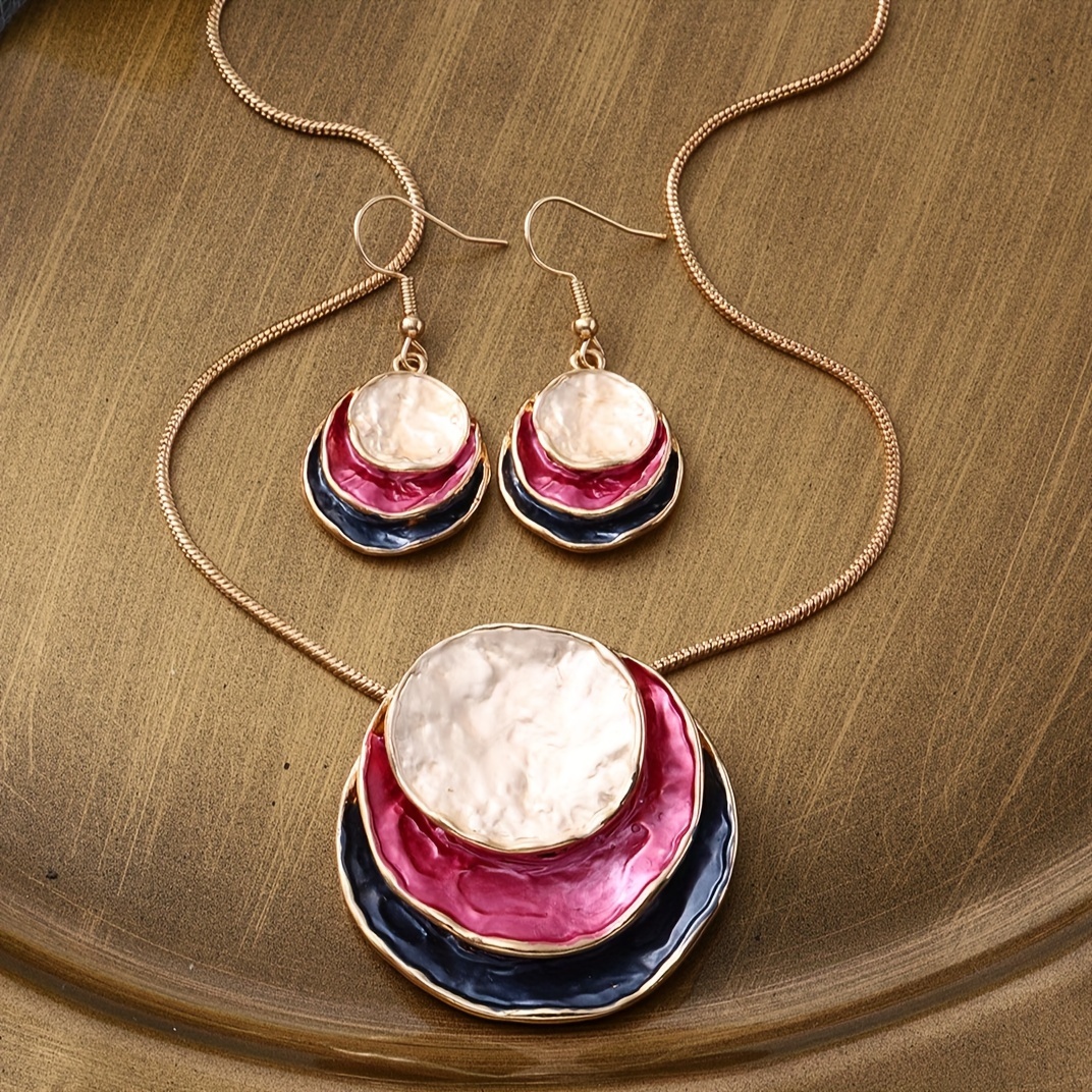 Geometric Pendant Necklace & Earrings Set - Romantic Gift Idea