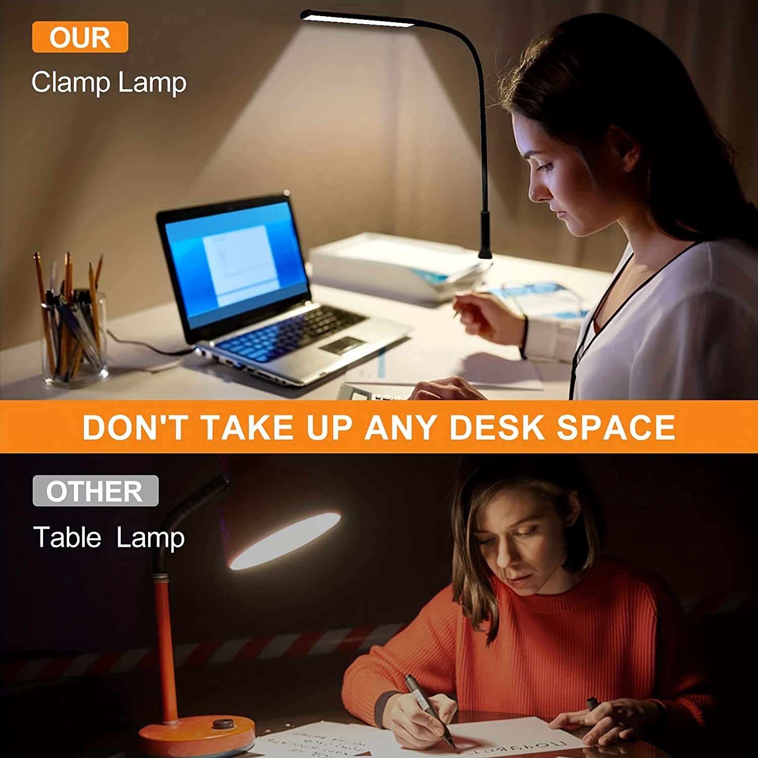 Hokone Lampe de Bureau LED Puissante avec Pince, Lampe de Table