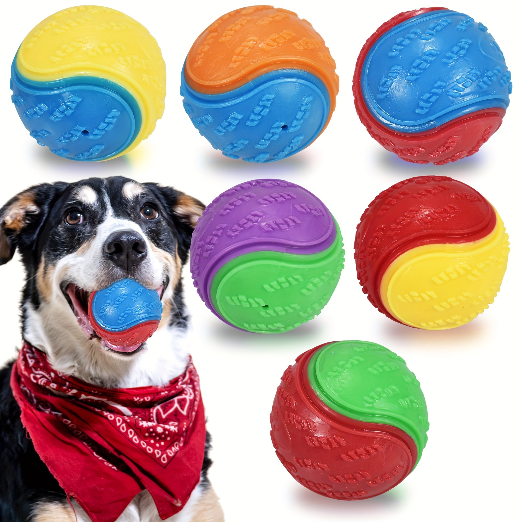 

1/6pcs Squeaky Dog Balls, Dog Toys Balls For Training, Tough Ball Toys For Dogs, Fit With Dog Ball Launcher, High Bouncy Dog Ball For Interactive Playing, Puppy Pet Chew Balls Teething Balls