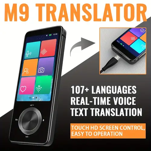 Dispositivo de traductor de idiomas portátil, traductor inteligente de voz  y fotos bidireccional en tiempo real, soporta 106 idiomas, hasta 180 horas
