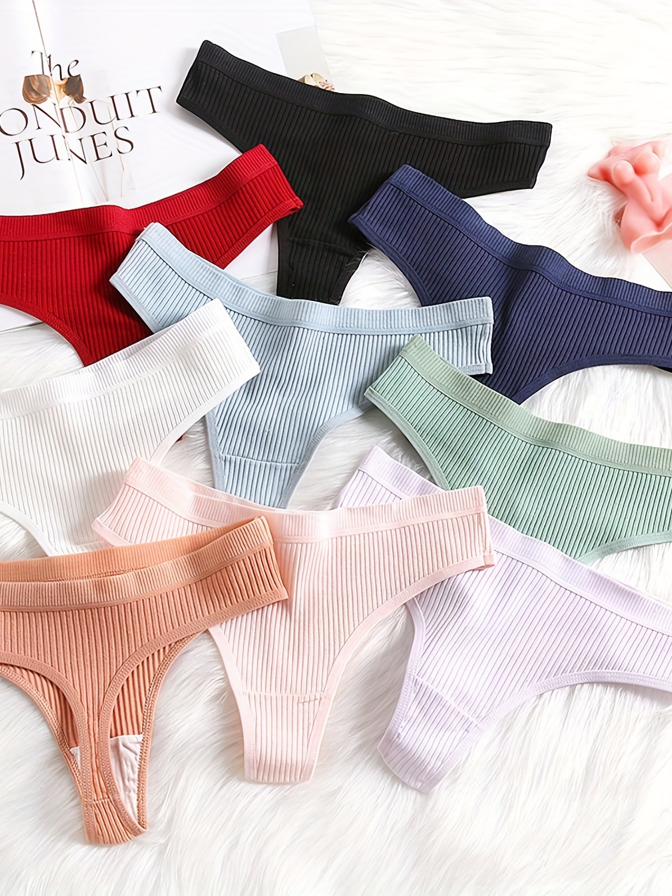 Solid Ribbed Thongs Soft Comfy Stretchy Intimates Panties - Temu Canada