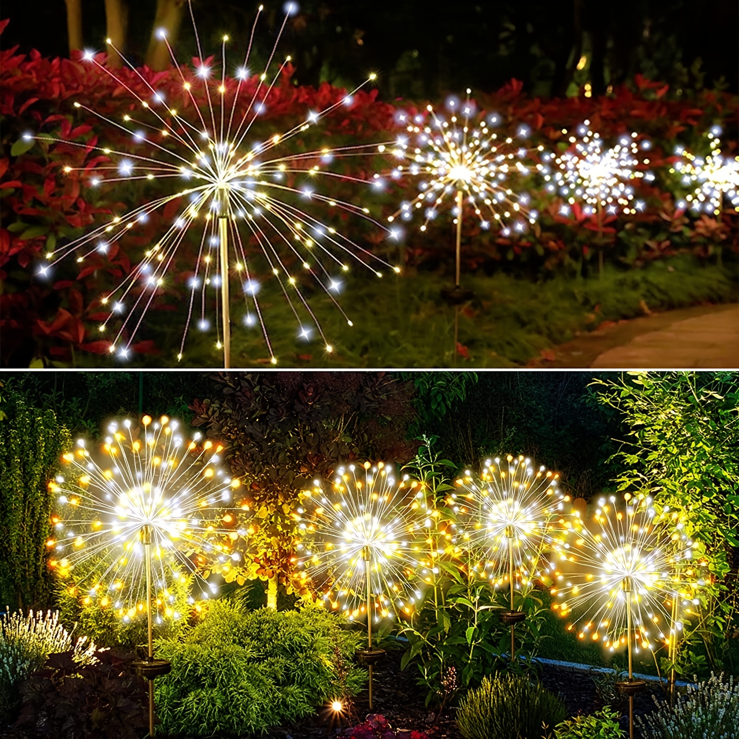 Lampe Solaire Exterieur Jardin, 120 LED Lumières de feu d'artifice
