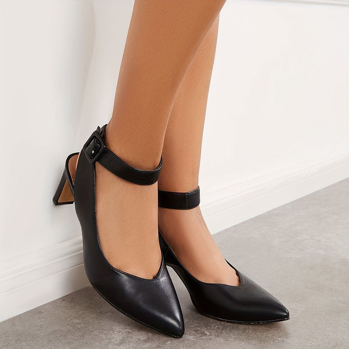 Pointed toe heels hot sale with ankle strap