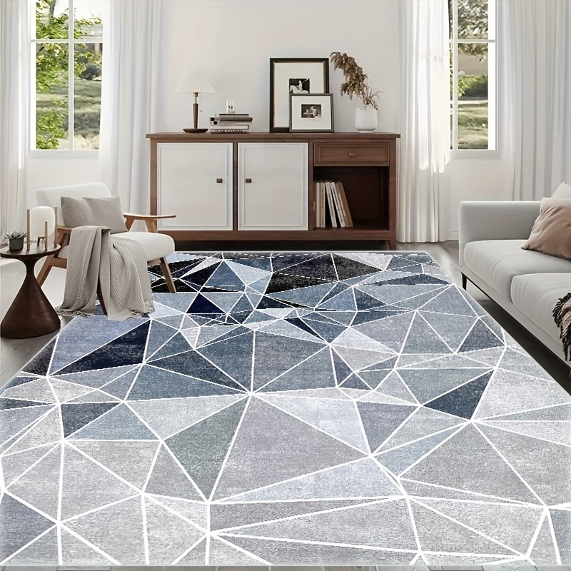 Soft Low Pile Living Room Area Rugs Modern Geometric Decorative Rugs