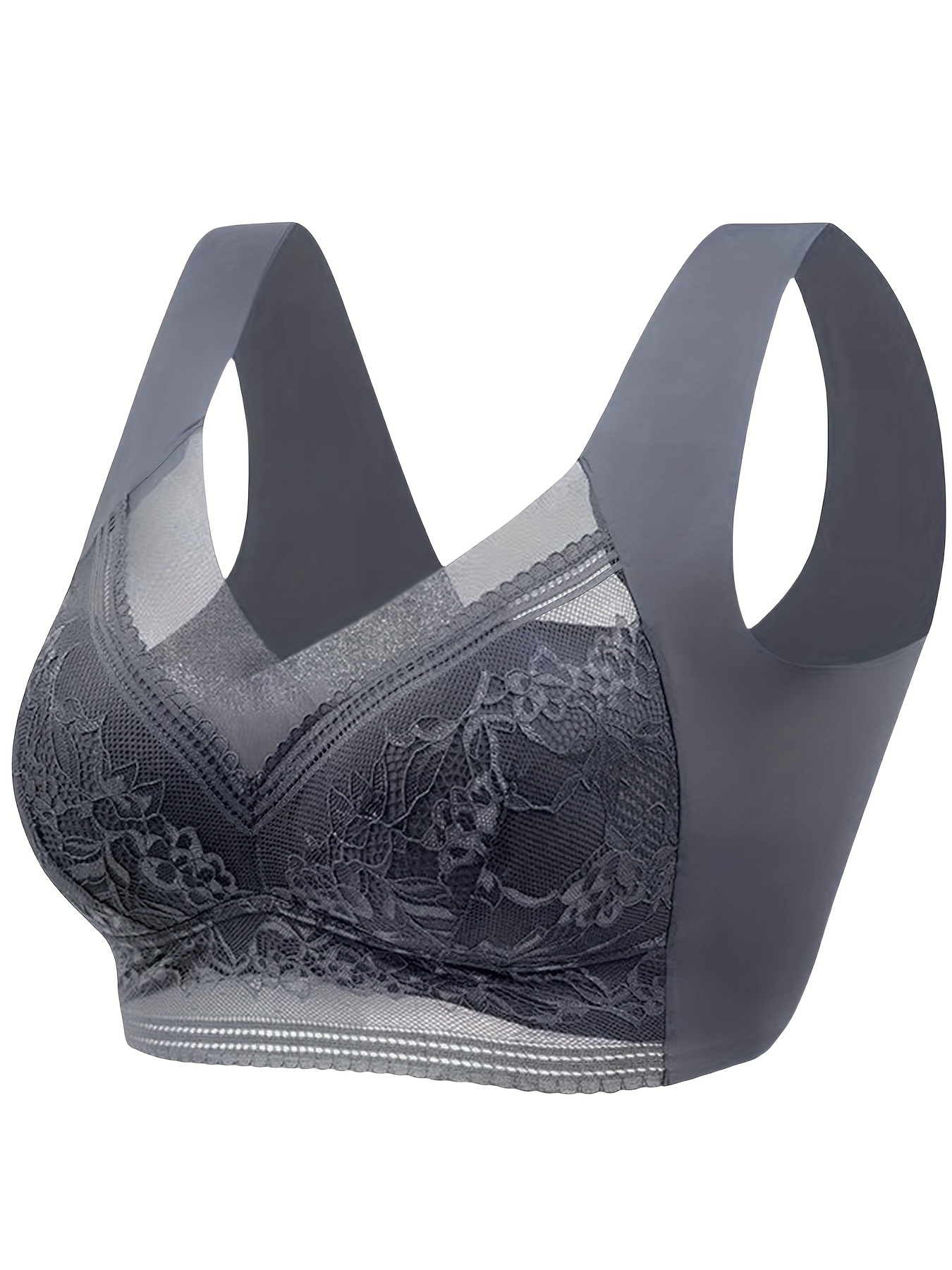 Contrast Lace Wireless Bras Comfy Breathable Stretch - Temu