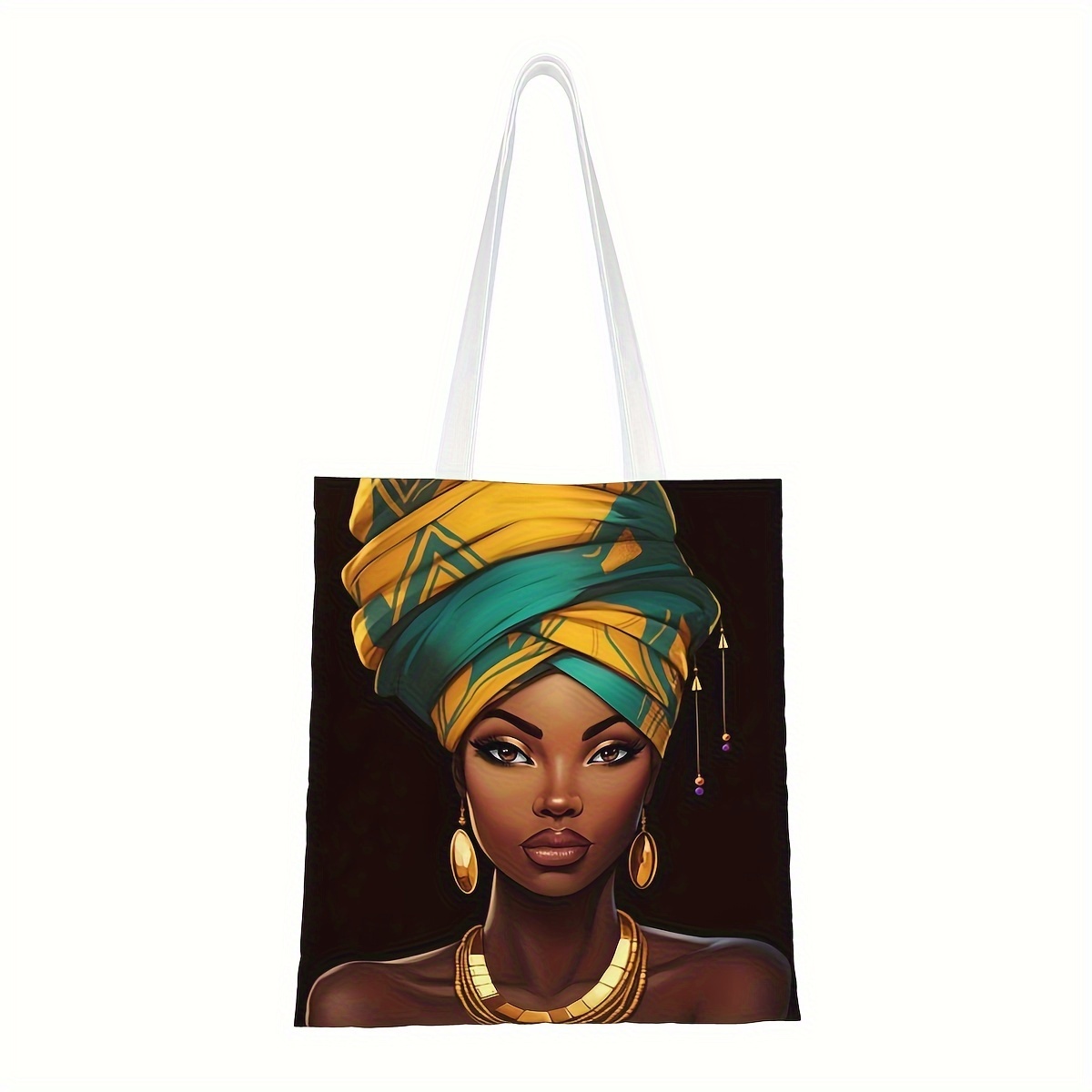 

1pc African Women Print Tote Bag, Large Capacity Shoulder Bag, Women's Casual Handbag For Work School Shopping