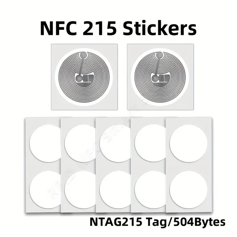 30 pcs NFC Tags NTAG215 NFC Stickers White, Blank Rewritable NFC 215 Tag  NFC Chip Round 25mm, Compatible with TagMo iPhone and All NFC Enabled Device