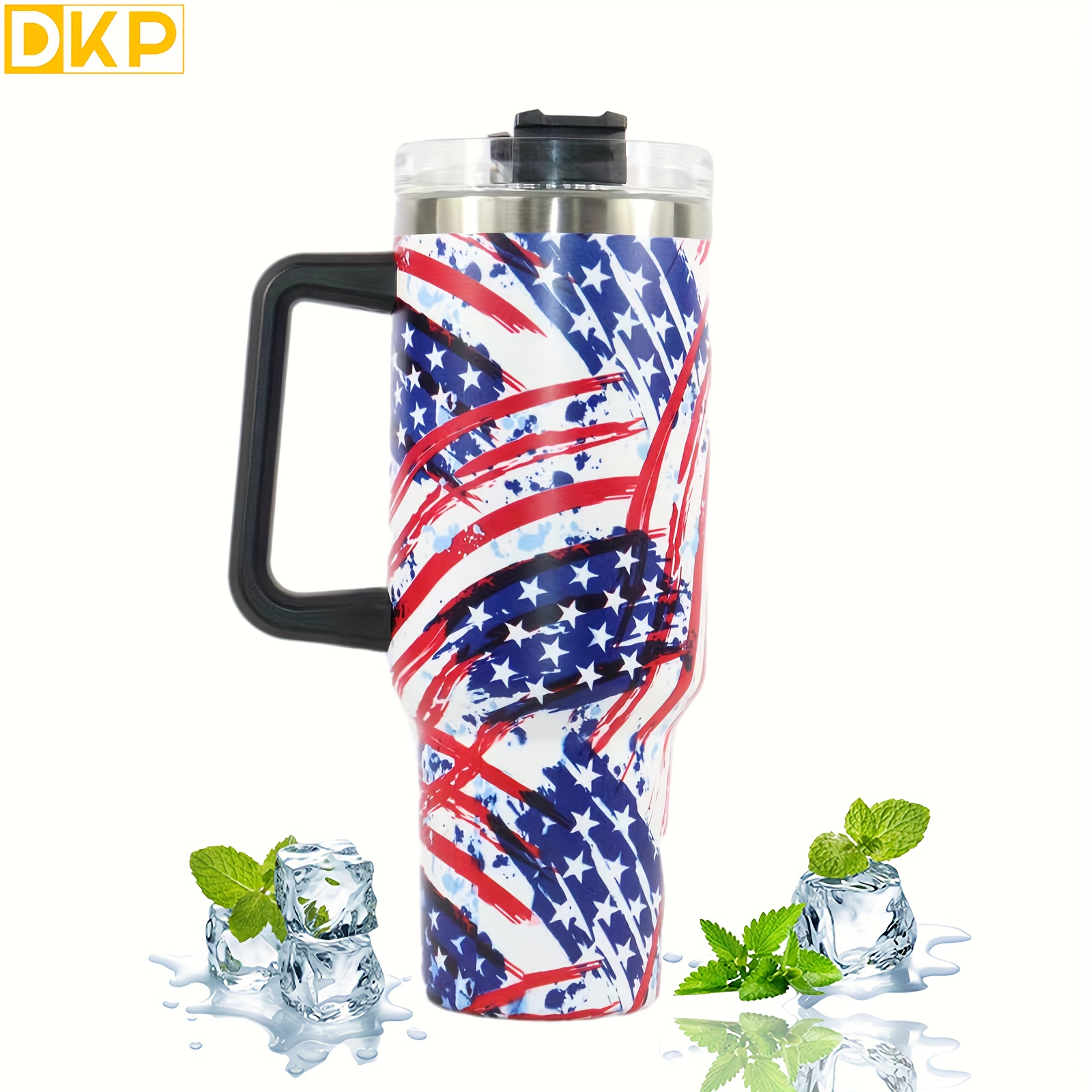 Car Tumbler With Handle, Portable 304 Stainless Steel Straw Cup For Outdoor  Camping Hiking Climbing Driving - Temu