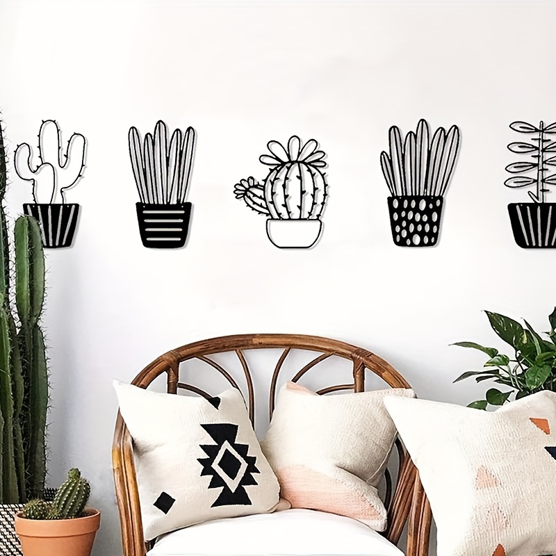 3 Pcs Arte Pared Metal Cactus Decoraciones Pared Metal - Temu