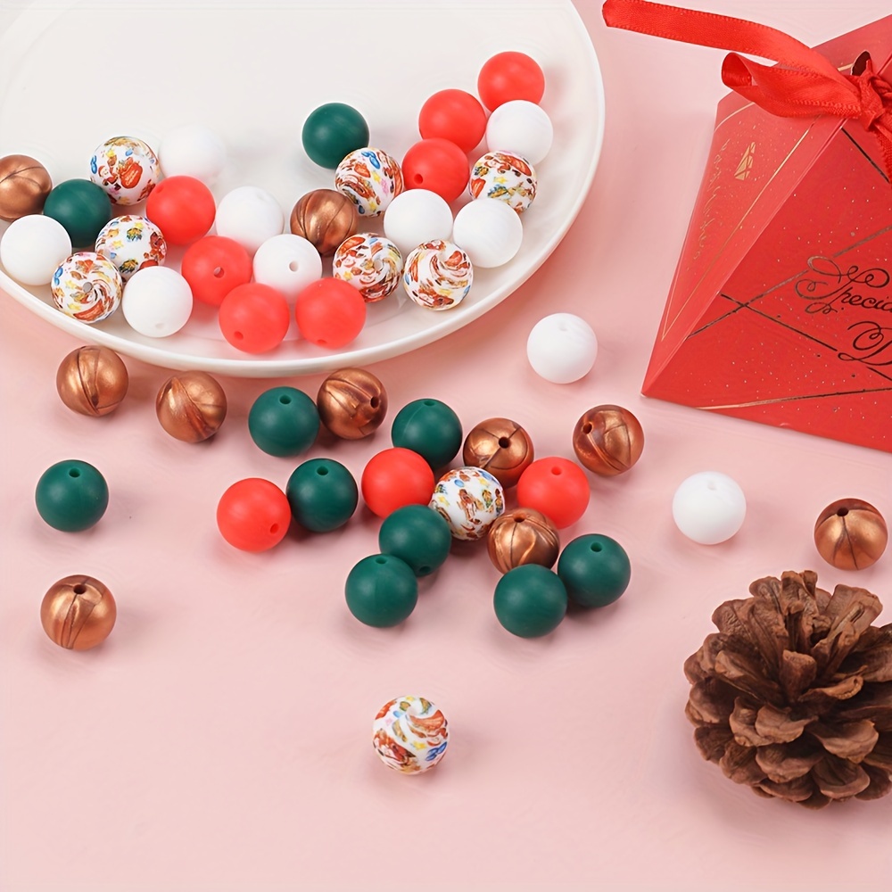 Colorful Bead Pen Christmas Mixed Style Silicone Bead Diy - Temu