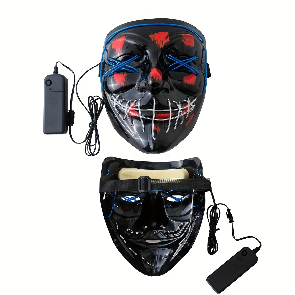 Maschera Halloween Illuminata Adulti, Maschera A Forma V Guanti, Maschera  Anonima Urlo Spaventoso, Maschera Hacker Luminosa A Luce Fredda A Led 3  Modalità, Risparmia Offerte