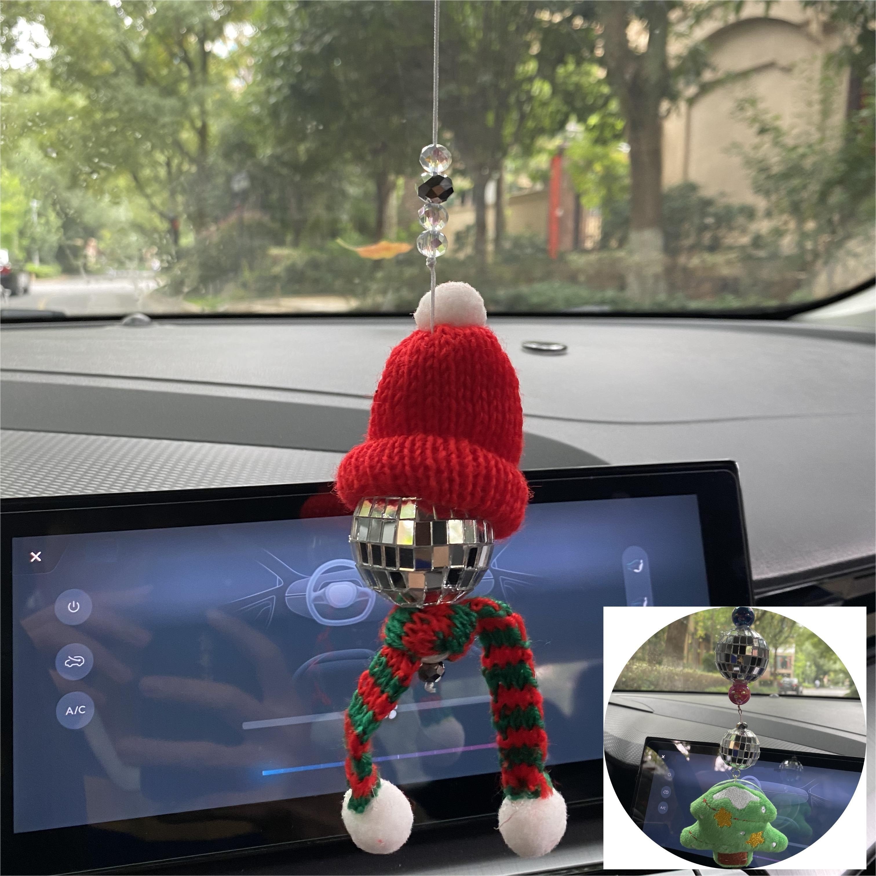 Cute Christmas Car Rear View Mirror Hanging Accessories Aesthetic Decor,  Disco Ball Car Accessories Interior Aesthetic Preppy Home Decoration