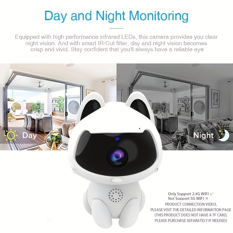 EASYTAO V380 Cámara de Seguridad Interior WiFi, 360 Grados, 720P Camara  Inalambrica con Visión Nocturna y Audio Bidireccional Monitor para  Hogar,Bebé