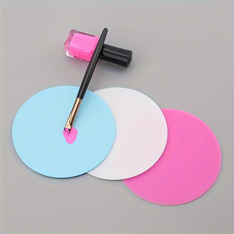 

3 Pcs Professional Silicone Art Mixing Paint Palette Mat, Mix And Blend Foundation, Nail Polish, Nail Art Stamping Pad