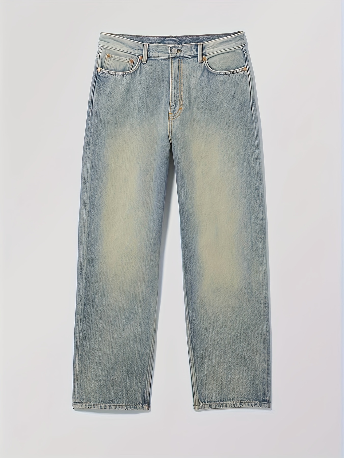 Loose Fit Washed Baggy Jeans Tasche Oblique Jeans A Gambe - Temu Italy