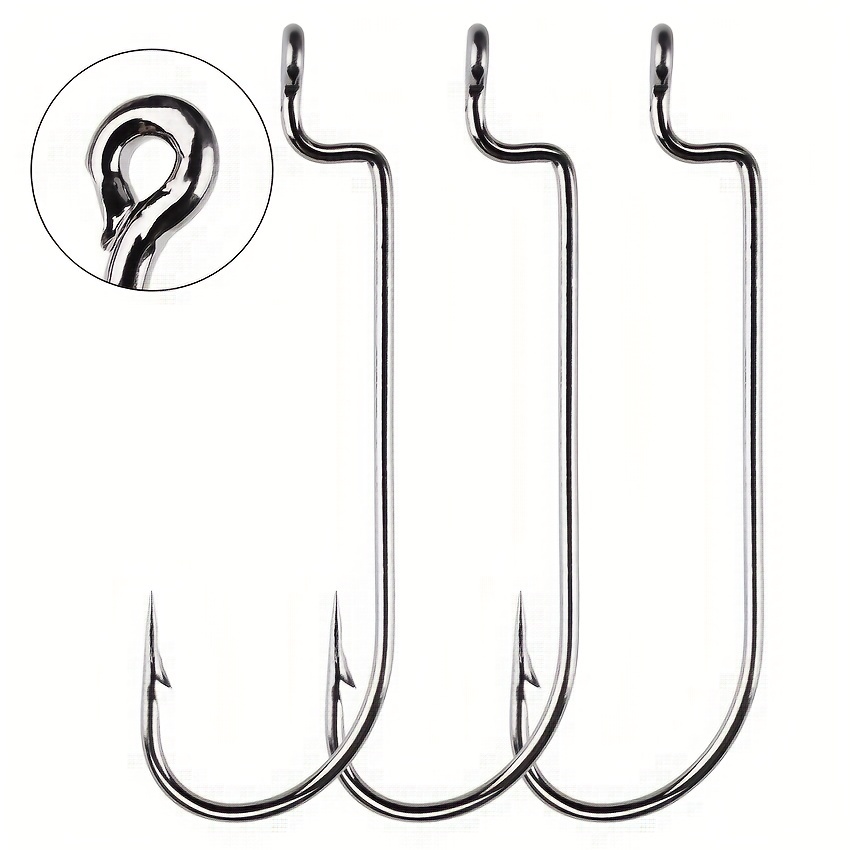 THKFISH 50pcs/Box Fishing Offset Worm Hooks EWG-Offset Fishing Hooks Round  Bend Offset Worm Hooks Wide Gap Hooks with Barbed Shank #2#1 1/0 2/0 3/0,  Hooks -  Canada