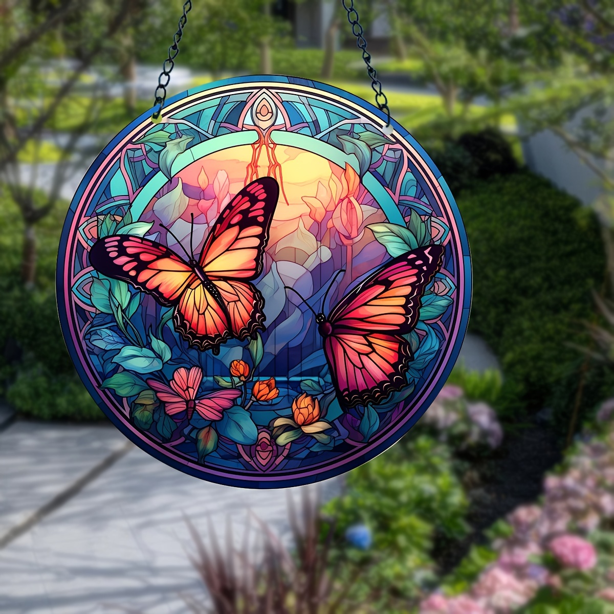 1pc Papillon Suncatcher En Verre Coloré Pour Fenêtre Suspendue