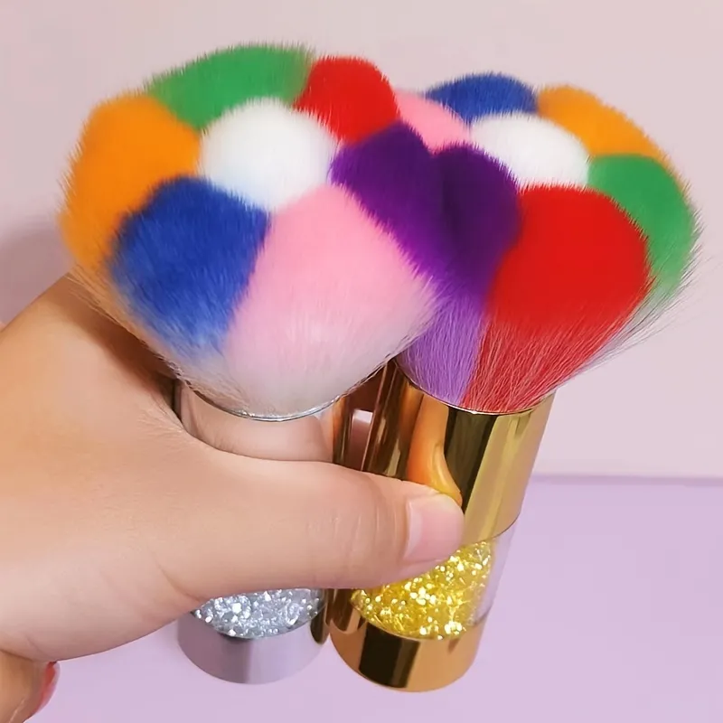 Colorful Large Powder Mineral Brush With Glitter Handle Flower