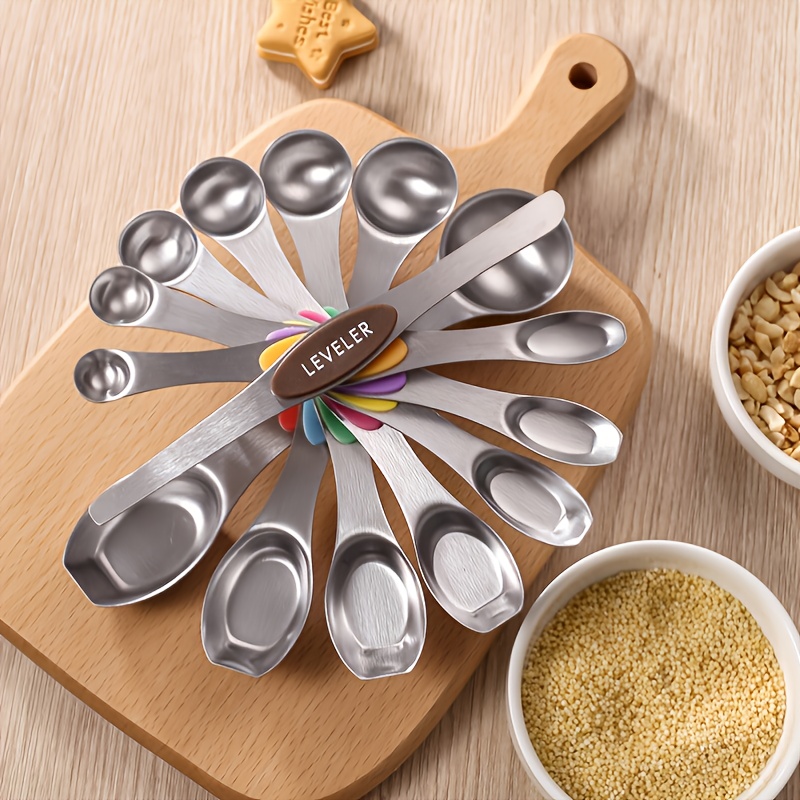 Set Of 8 Magnetic Measuring Spoon Set Double Sided Stainless - Temu
