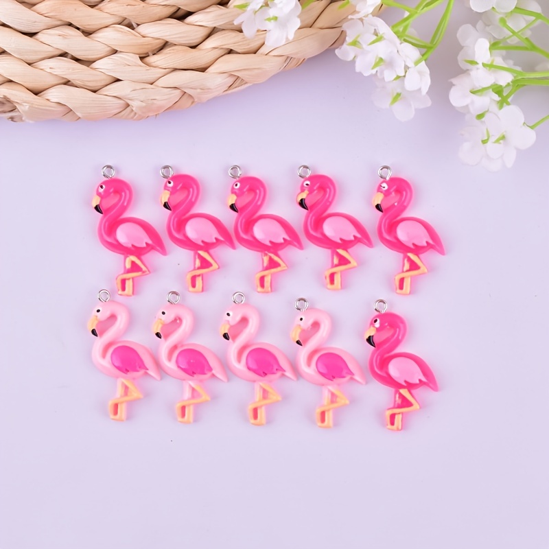 Image of 10pcs Flamingo Resin Pendant Earring Necklace Jewelry Additions