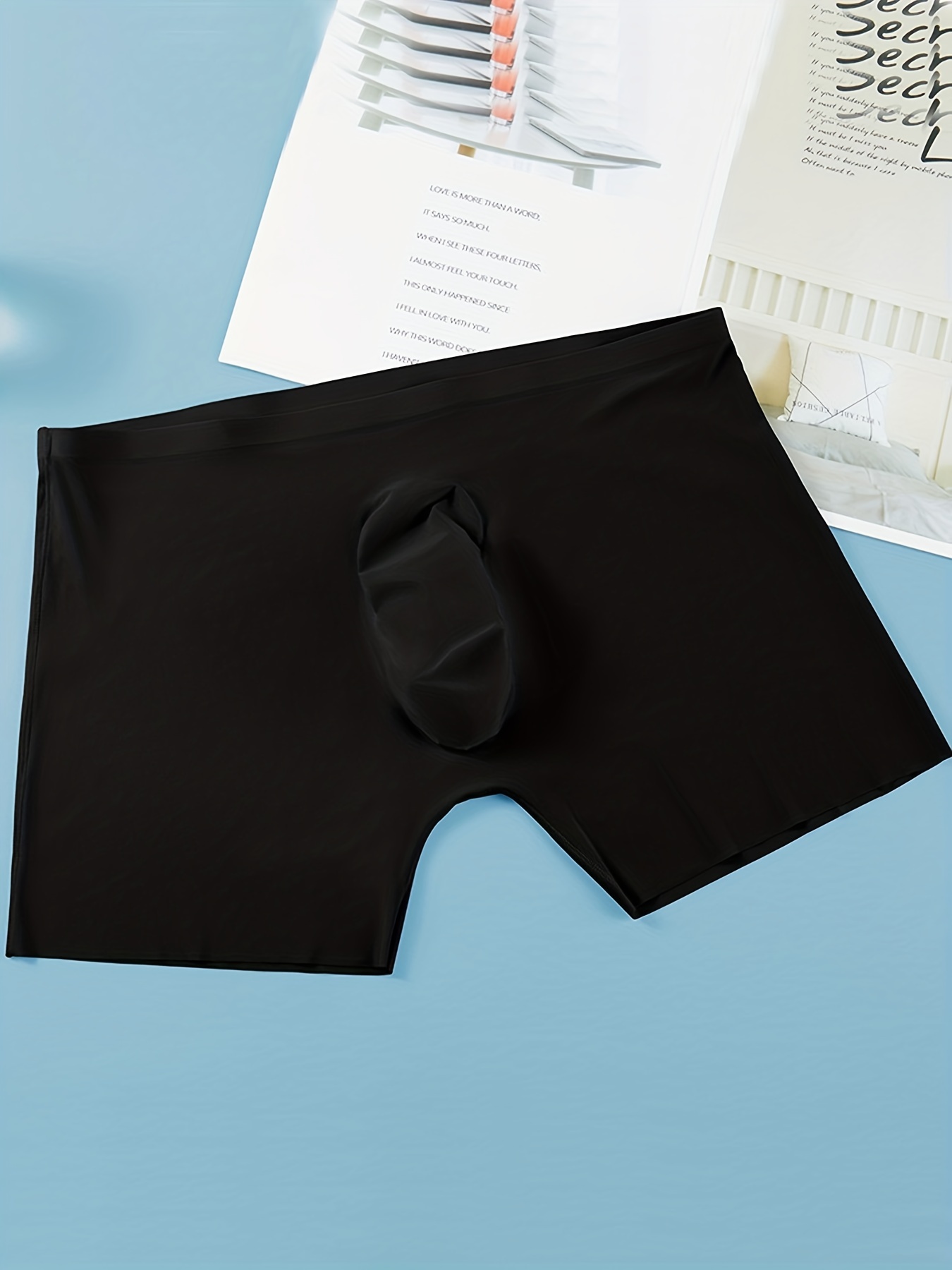 Men's Semi-clear Ice Silk Boxer Briefs - Temu