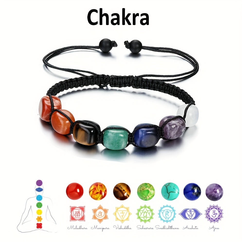 

7 Chakra Stone Yoga Bracelet Reiki Healing Crystal Natural Gemstone Braided Rope Bracelets For Women Girl