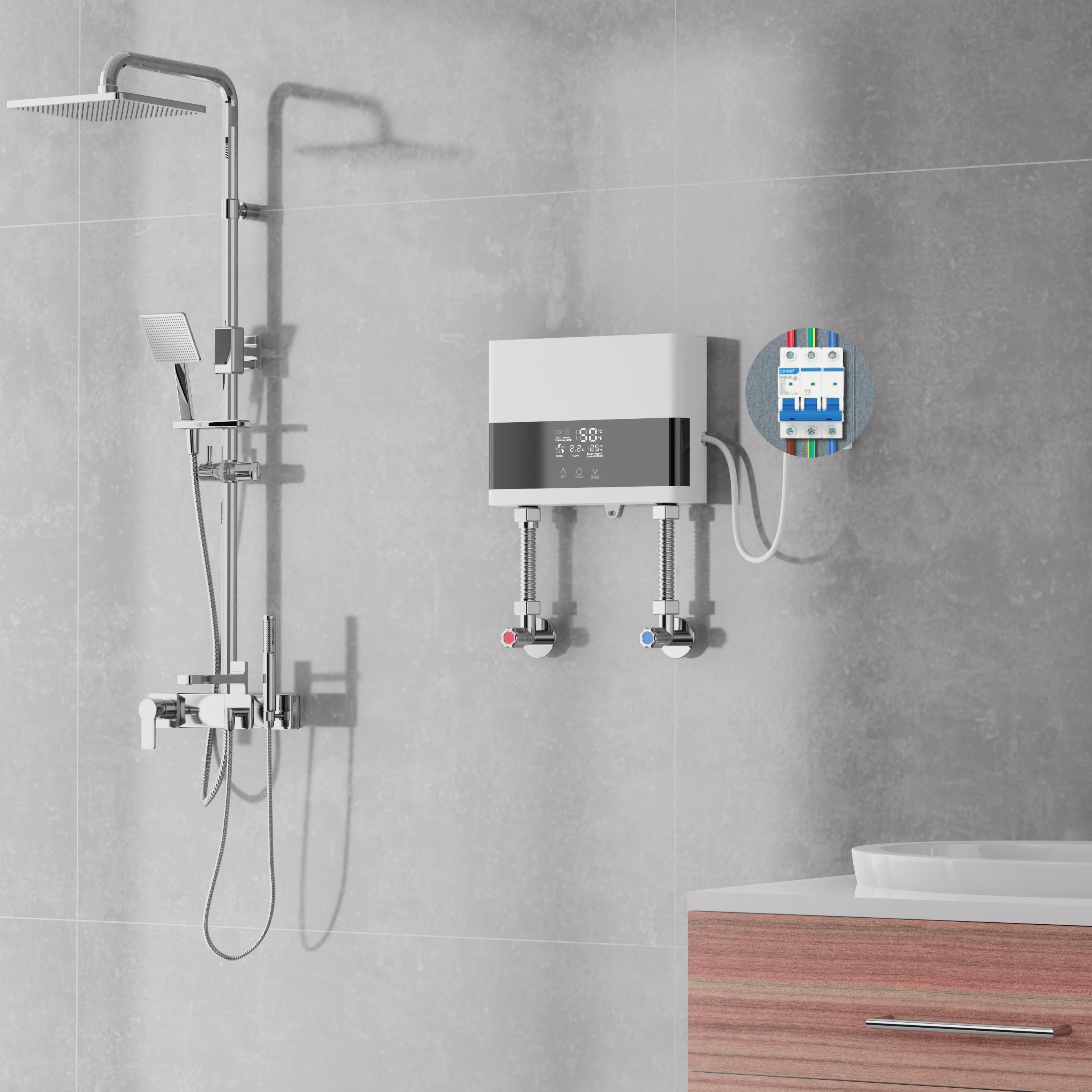 Torneira de água elétrica 220V com aquecedor de água, display LED de  temperatura, 3000W, aquecedor instantâneo de água quente para cozinha e  banheiro