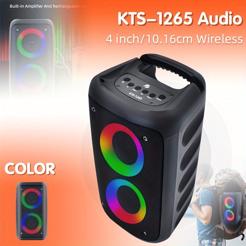 Bocina Bluetooth Grande 4 Fmradio Tws Potente Recargable Color Negro