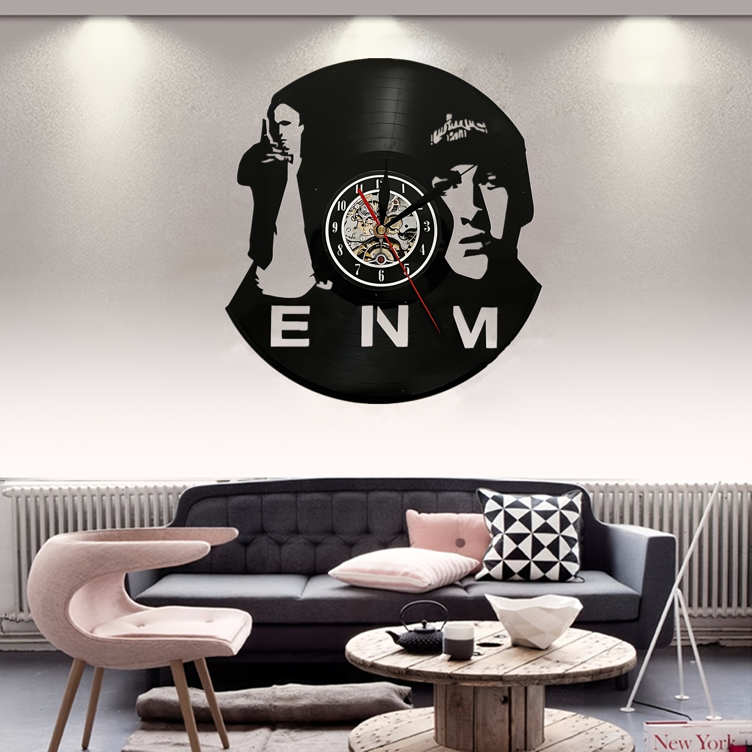 Exclusive Wall Clock Made from a Vinyl Record, Perfect for Home Decoration. This Silent Clock Features The King of Hip Hop Design And Is Suitable for Various Spaces Like The Living Room, Bedroom, Kitchen, Office, Bar, And Café.