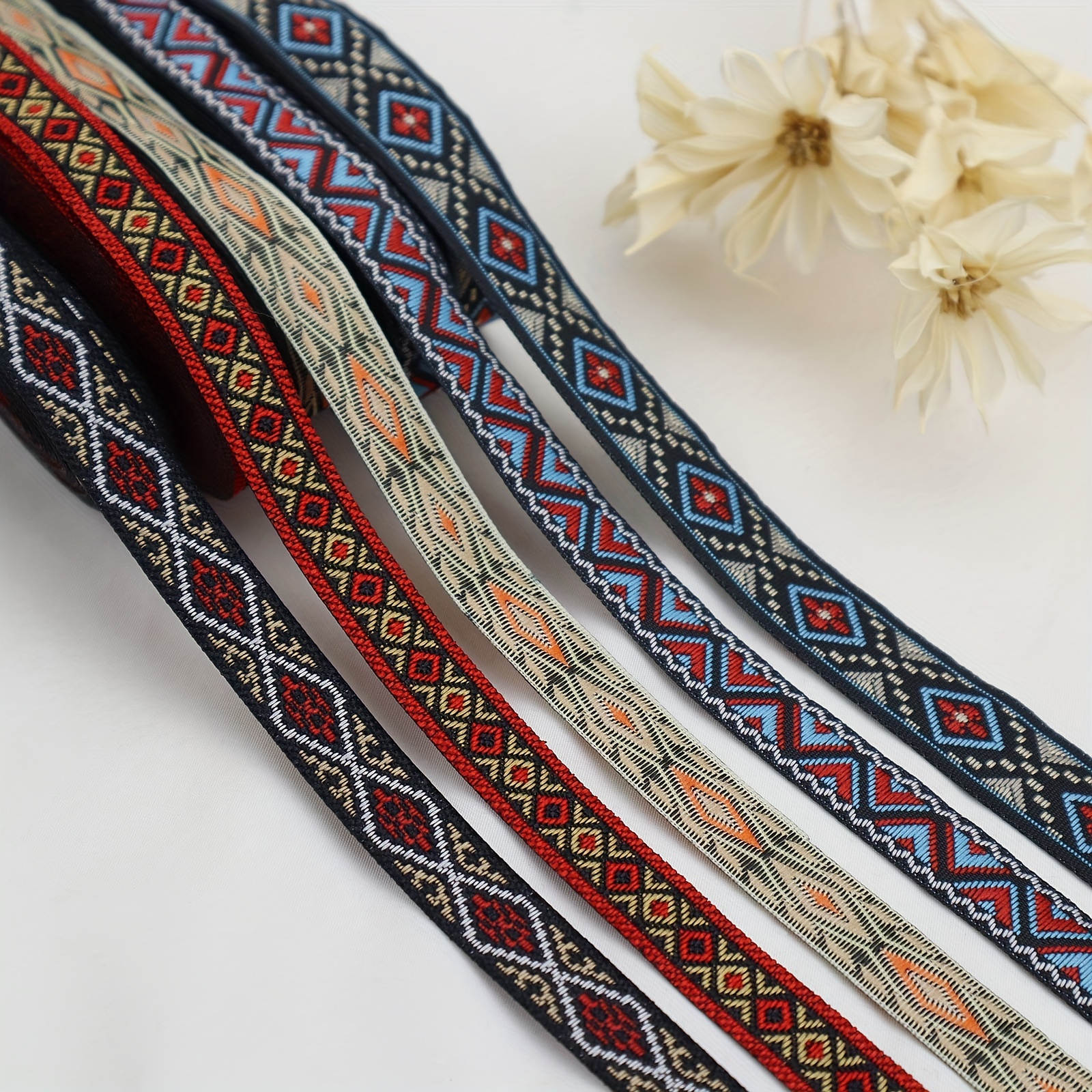 2 Yards Jacquard Lace Ribbon Narrow Embroidered Ribbon - Temu