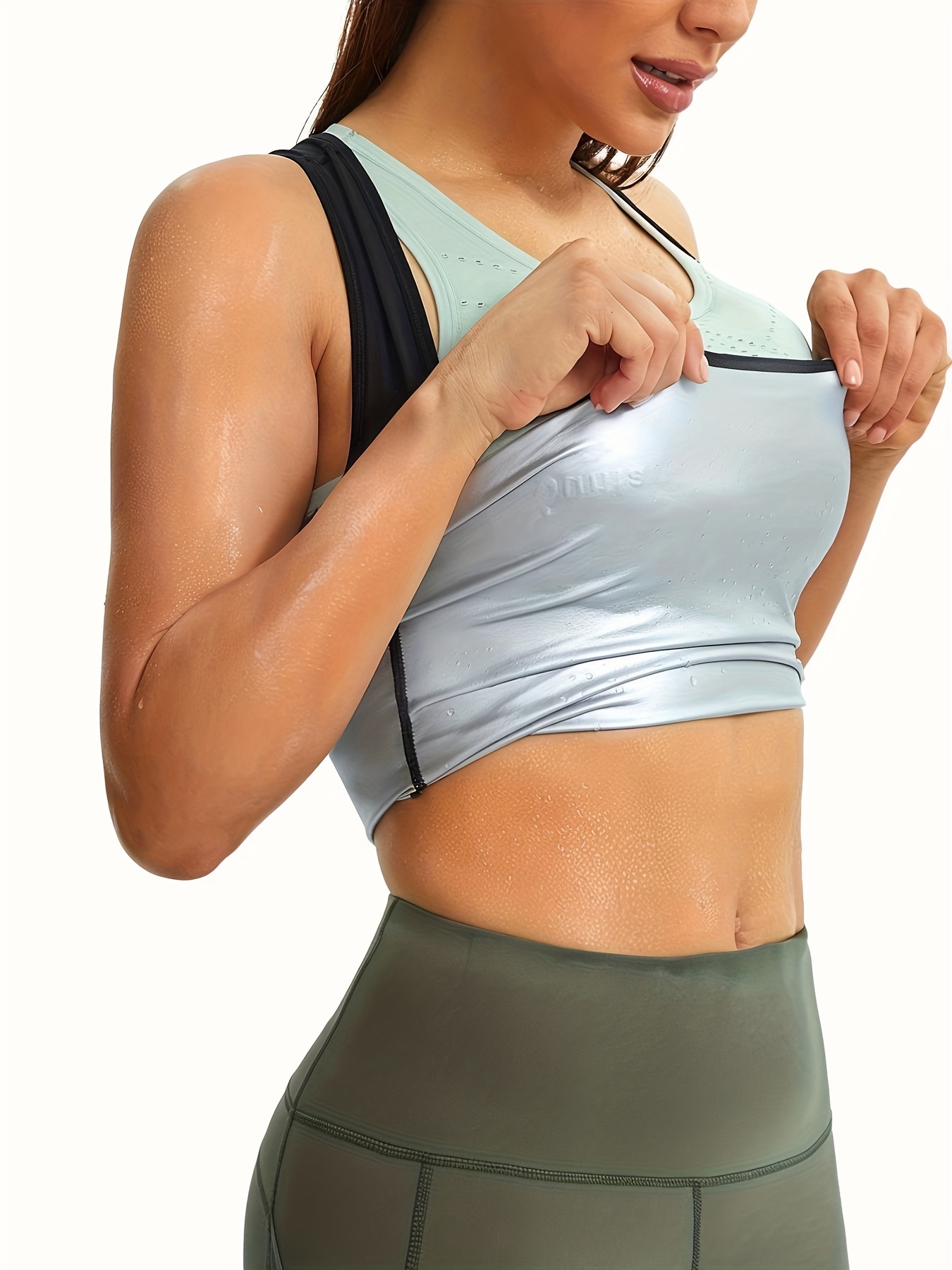 Zipper Sports Short Sleeve Sauna Sweat Top Sliming Yoga - Temu