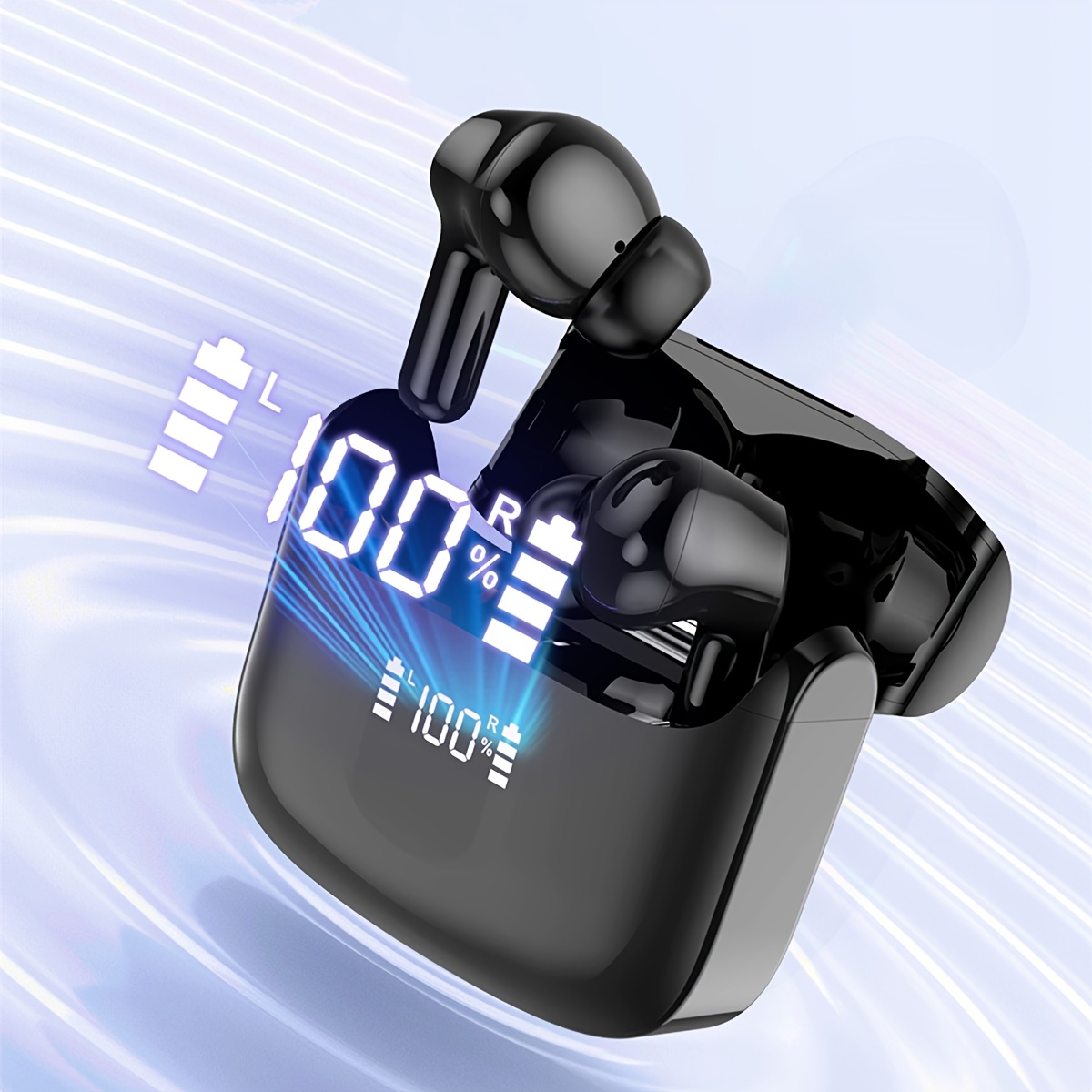 TAGRY Bluetooth Headphones True Wireless Earbuds 60H Playback LED Power Display Earphones with Wireless Charging Case Ipx7 Waterproof in-Ear Earbuds
