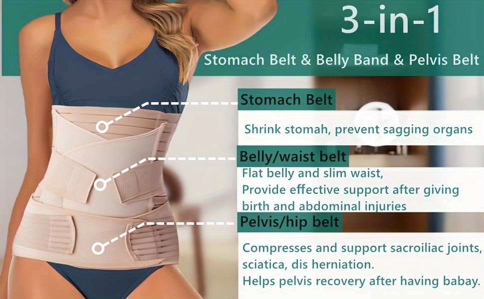  Postpartum Belly Band 3 in 1 Post Csection Support Recovery  Belt for Post Pregnancy After Giving Birth Women Postnatal Shapewear Girdles  (One Size, Beige) : Clothing, Shoes & Jewelry