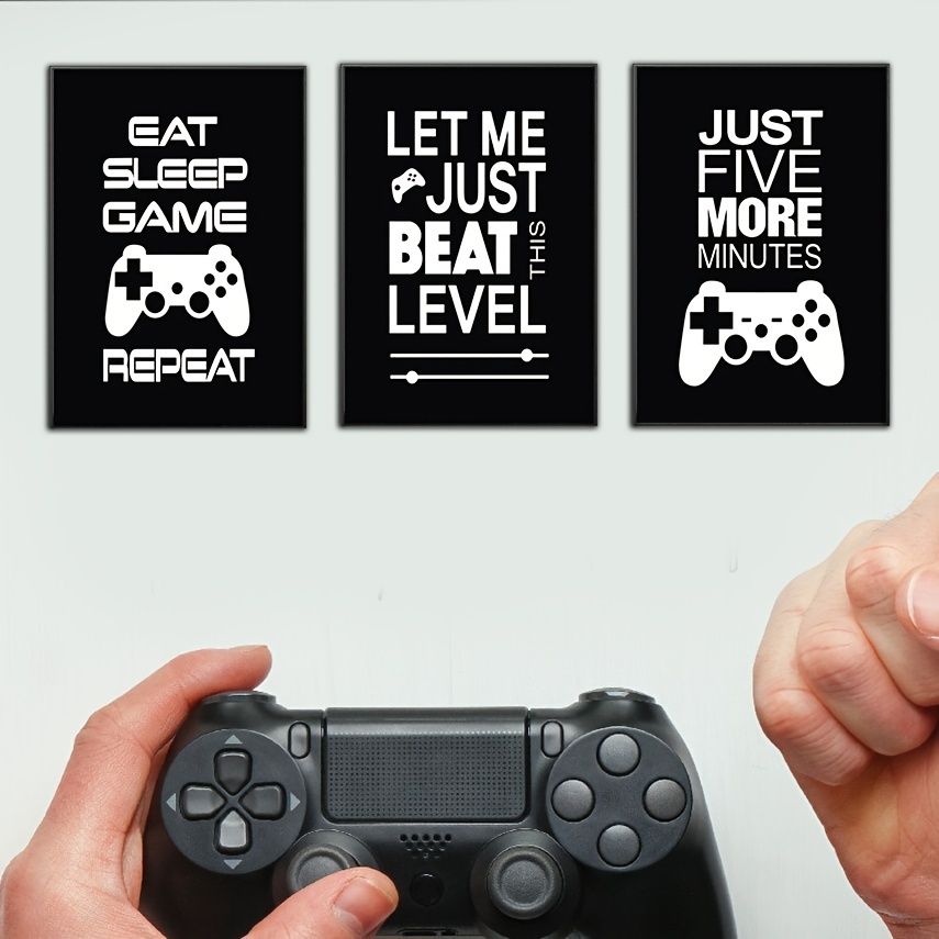 3pcs Set Funny Video Game Quotes Design Wall Art Posters Black White Room  Playroom Decoration No Frame - Home & Kitchen - Temu