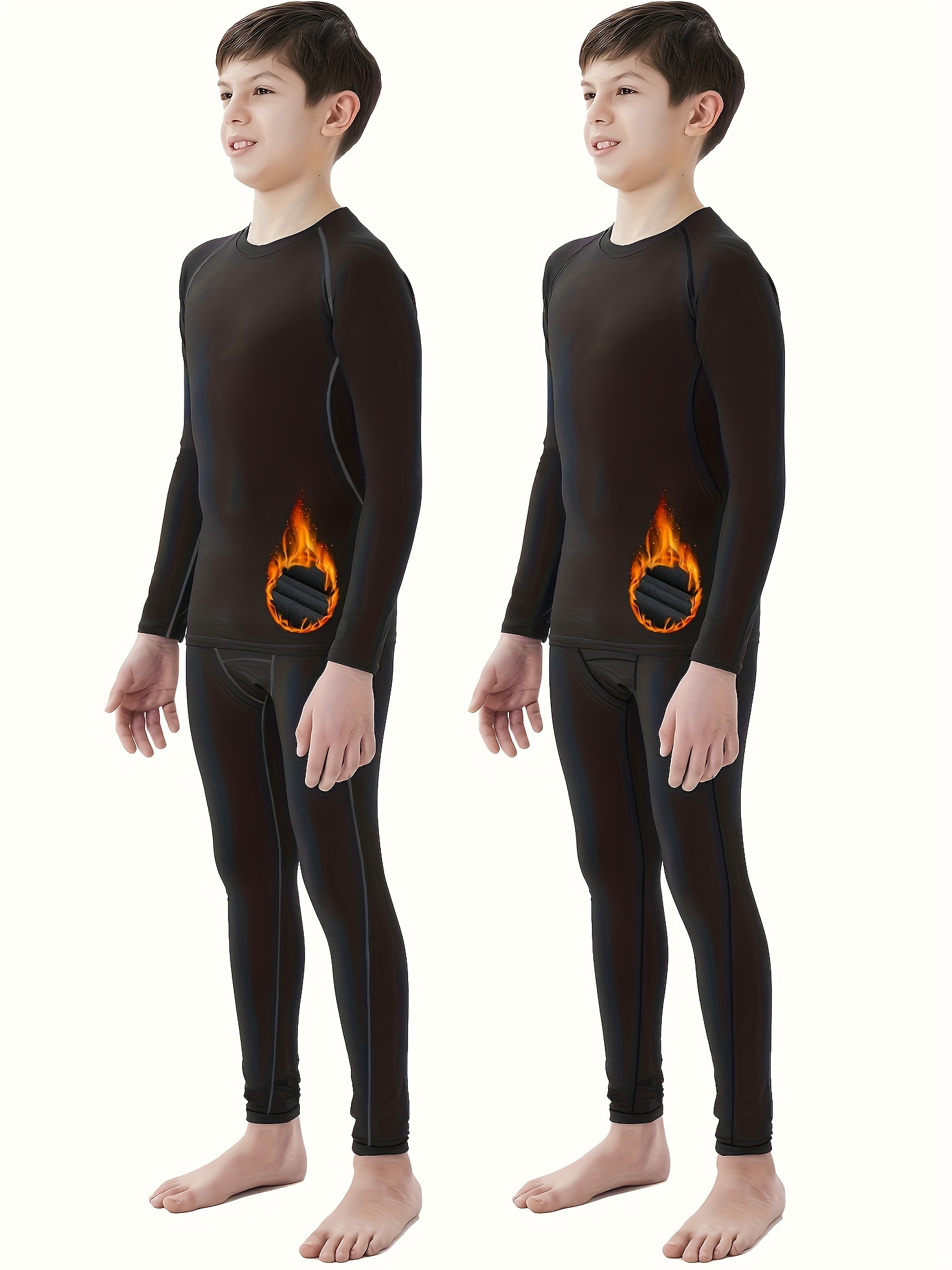 TELALEO Boys Thermal Compression Leggings Pants Youth Fleece Lined