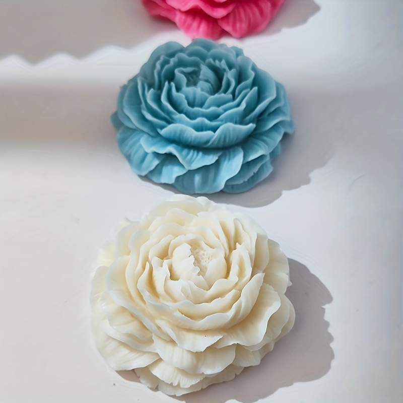 2PCS Peony Flower Silicone Soap Molds 3D Resin Candle Molds Flower Fondant  Silicone Mold for Handmade Cake Decoration Cupcake Jelly Candy Chocolate