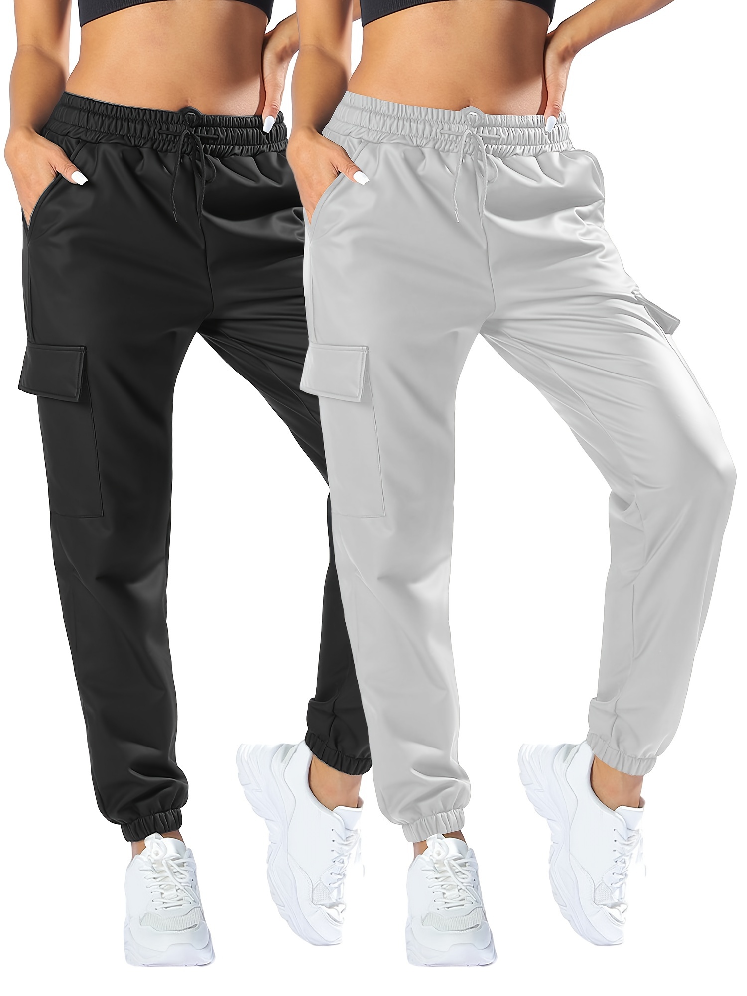 Pantalones deportivos para mujer con cordón y bolsillos