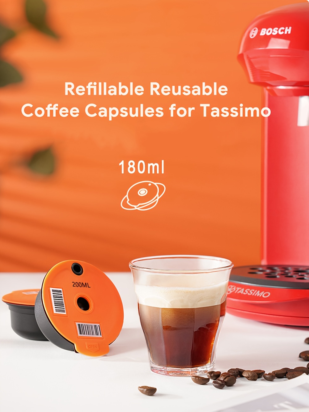 Filtro de café reutilizable, cápsulas de café Tassimo recargables de 180ml  con cápsulas reutilizables de plástico Tamper pp para el accesorio de  máquina de café Bosch Tassimo - Sfy