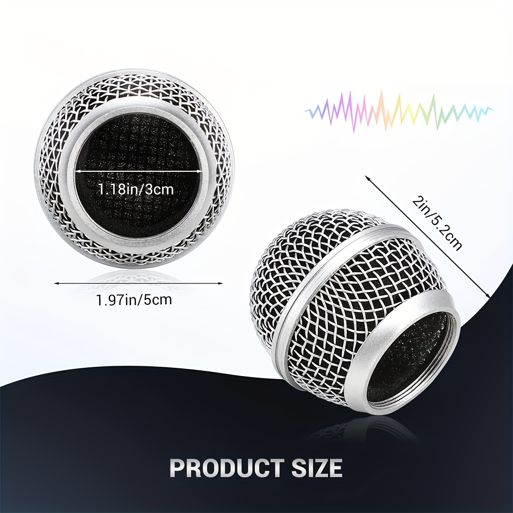 BOMGE SM58/BETA58/BETA87 Metal Mesh Replacement Head - Durable Iron Handheld Microphone Windscreen for Shure BLX4/PGX4/QLXD4/SLX4/ULXD4, No Battery Needed, Professional Audio Equipment, Sleek Metallic Finish, Robust Construction